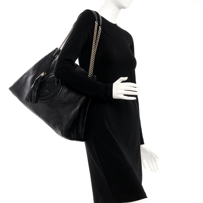 Gucci Pebbled Calfskin Large Soho Chain Shoulder Bag Black 2 of 8