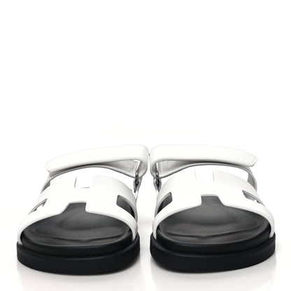 Hermes Calfskin Womens Chypre Sandals 37.5 White 2 of 9