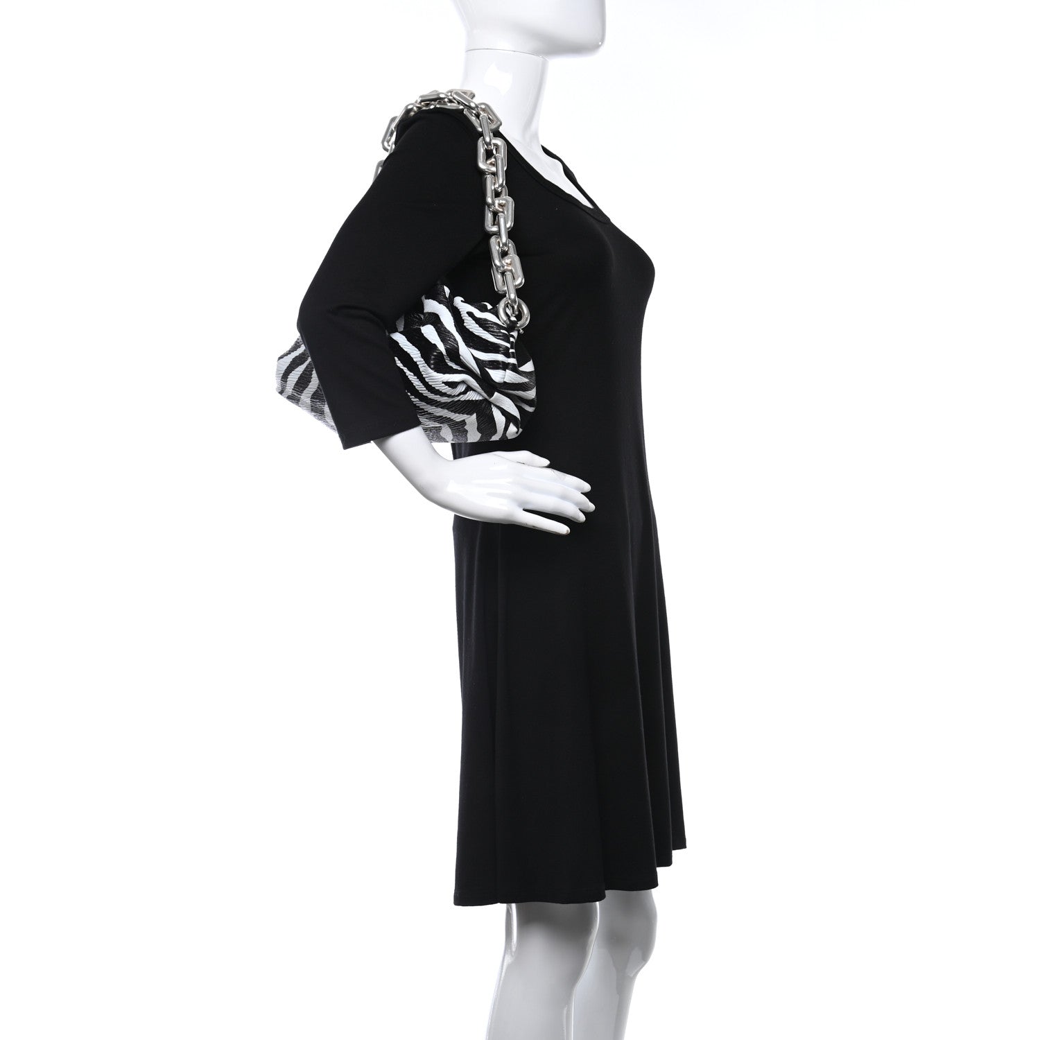 Bottega Veneta Nappa Zebra Print The Pouch Chain White Black 2 of 14