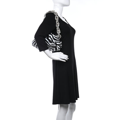 Bottega Veneta Nappa Zebra Print The Pouch Chain White Black 2 of 14