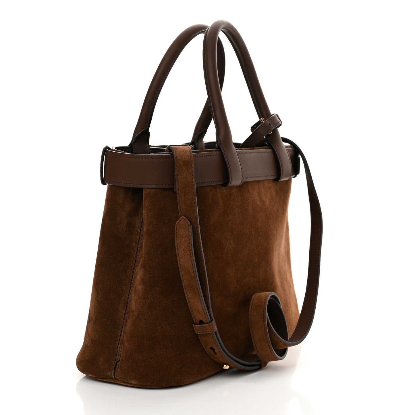 Scamosciato Medium Buckle Bag With Belt Cocoa Brown