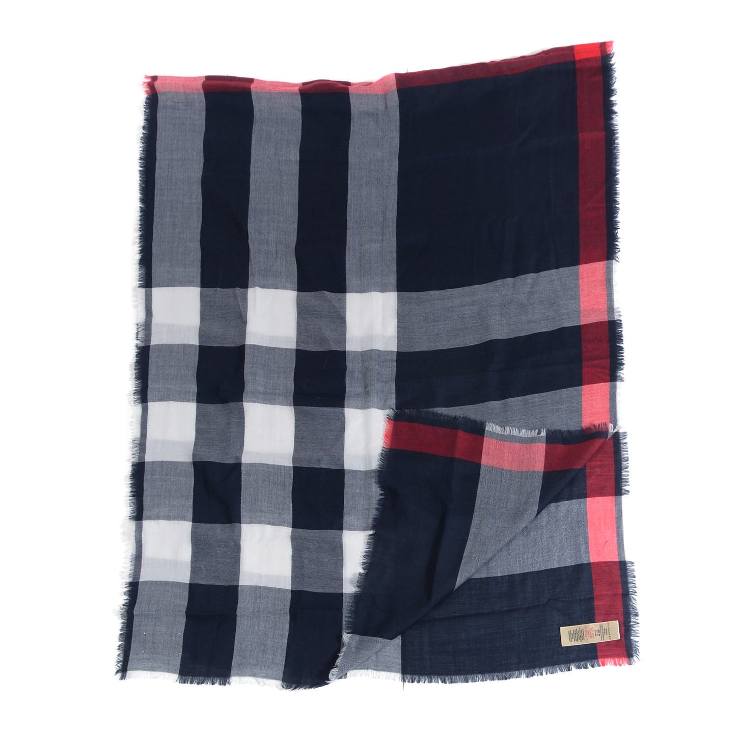 Cashmere Mega Check Lightweight Scarf Navy