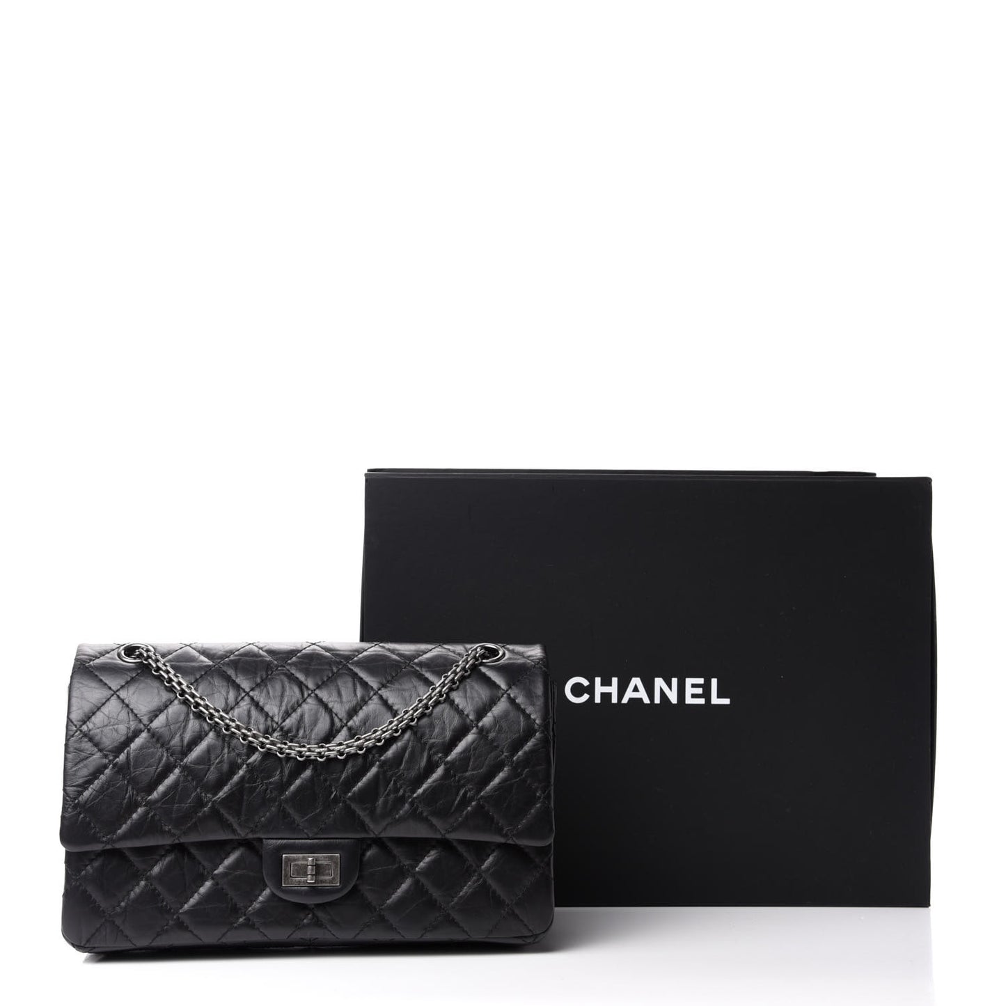 Aged Calfskin Quilted 2.55 Reissue 226 Flap Black