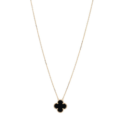 Van Cleef & Arpels 18K Yellow Gold Black Onyx Vintage Alhambra Pendant Necklace 1 of 4