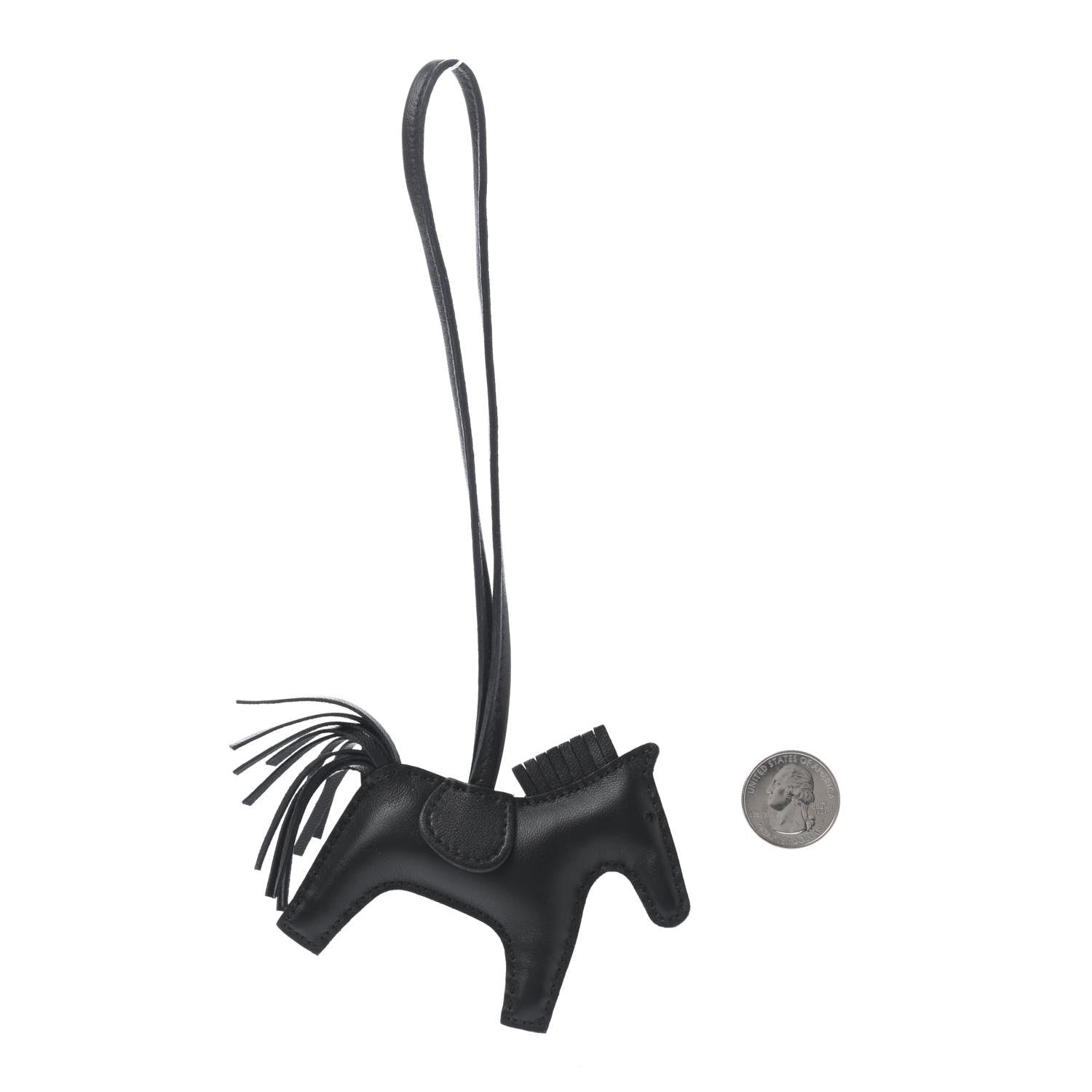 Hermes Milo Lambskin Grigri Rodeo Horse Bag Charm PM So Black 2 of 4