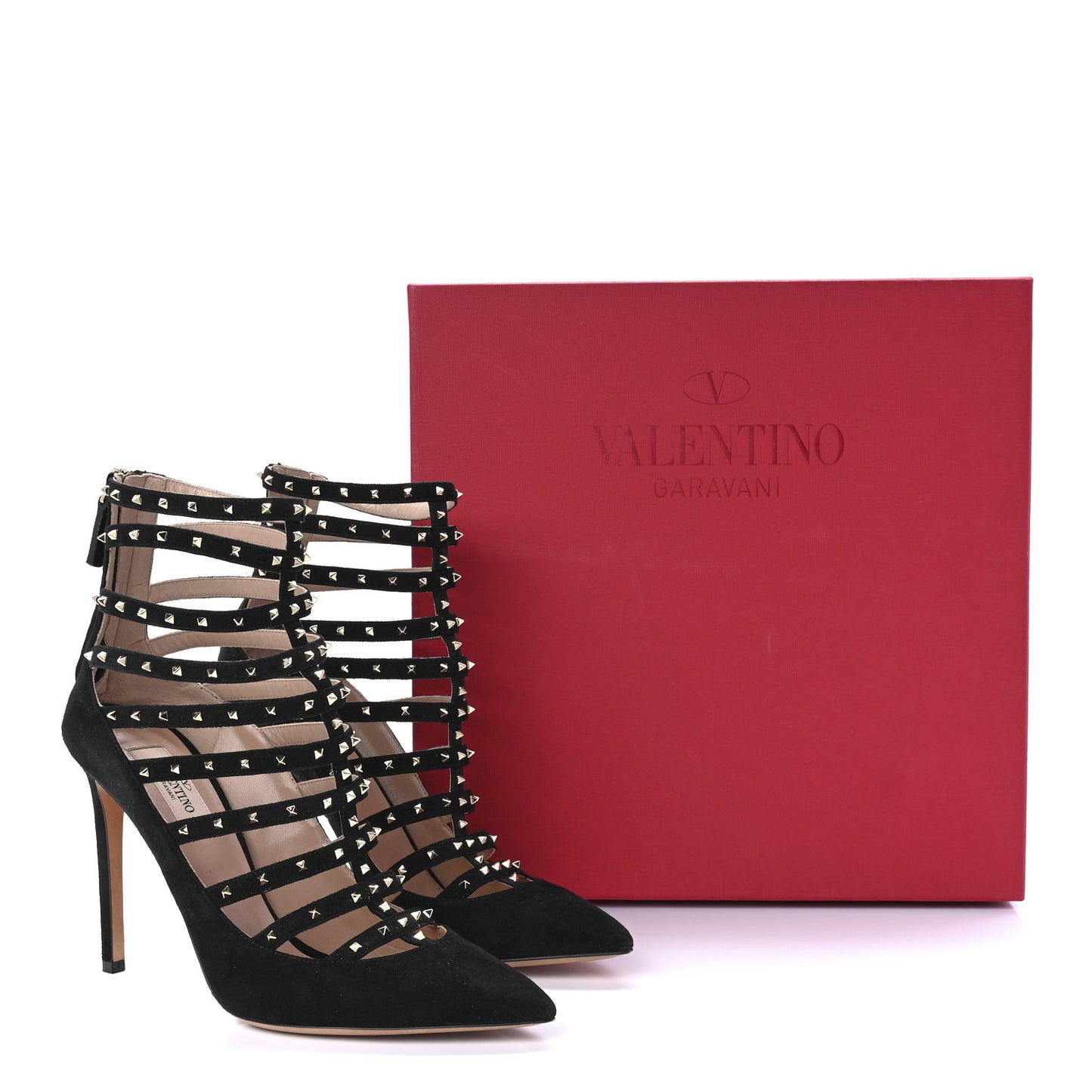 Suede Lovestud Caged 105mm Pumps 39 Black
