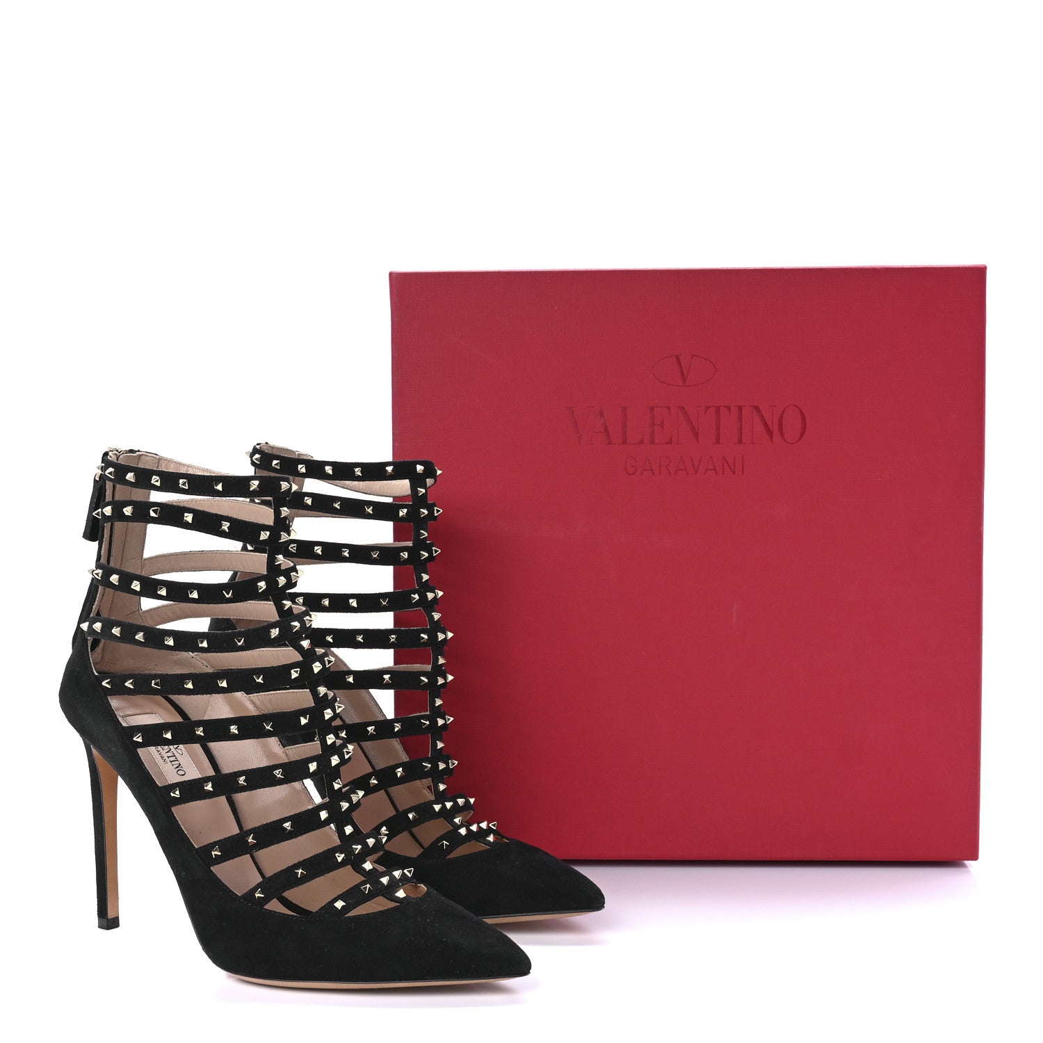 Valentino Garavani Suede Lovestud Caged 105mm Pumps 39 Black 8 of 8