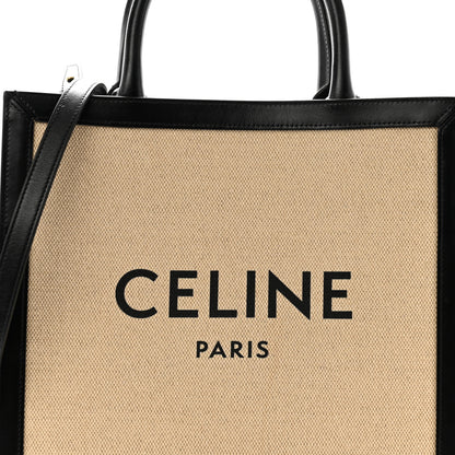 Celine Canvas Calfskin Small Vertical Cabas Vanilla Black 8 of 12