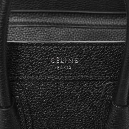 Celine Drummed Calfskin Nano Luggage Black 7 of 12
