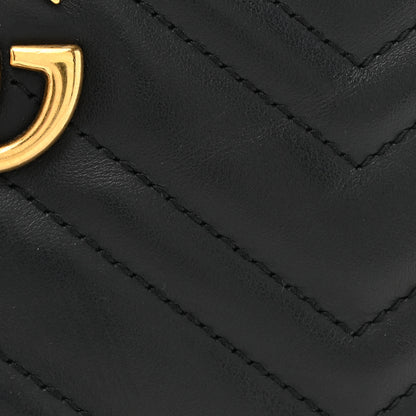 Gucci Calfskin Matelasse Mini GG Marmont Chain Shoulder Bag Black 8 of 11