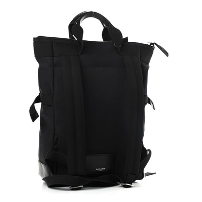 Saint Laurent Canvas Calfskin Rivington Race Convertible Backpack Black 3 of 10