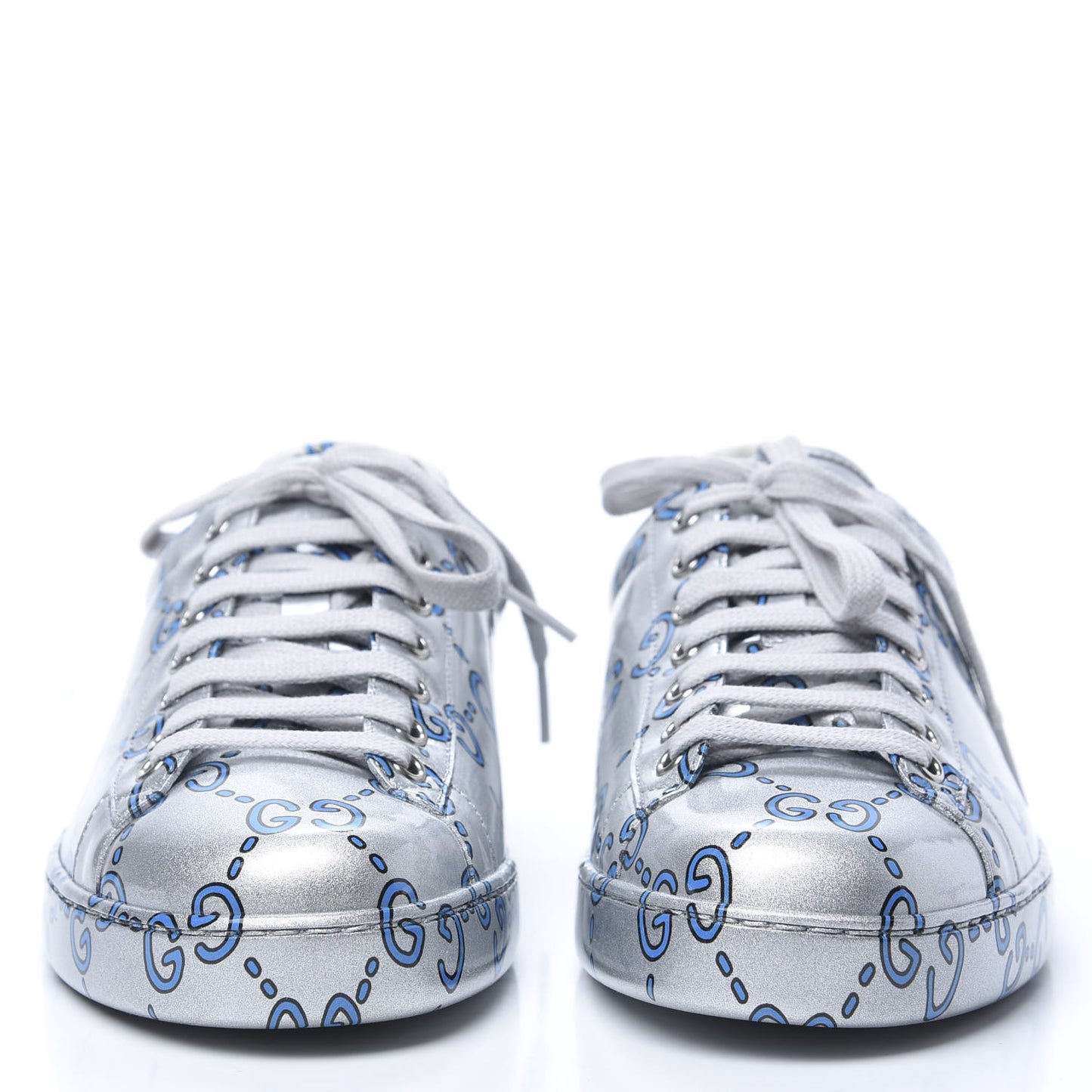Miro Rubber Wax GucciGhost Print Mens New Ace Sneakers 9 Silver