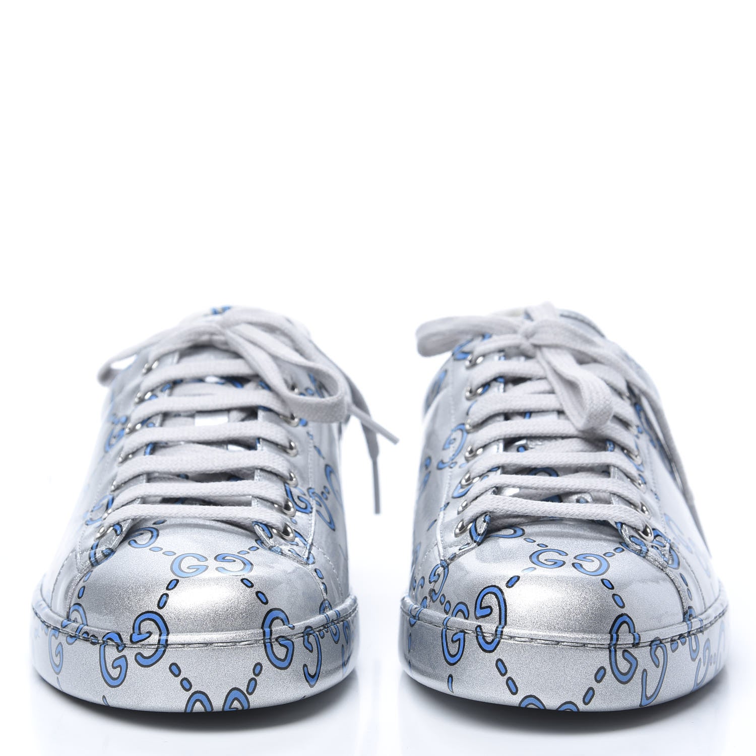 Gucci Miro Rubber Wax GucciGhost Print Mens New Ace Sneakers 9 Silver 2 of 9