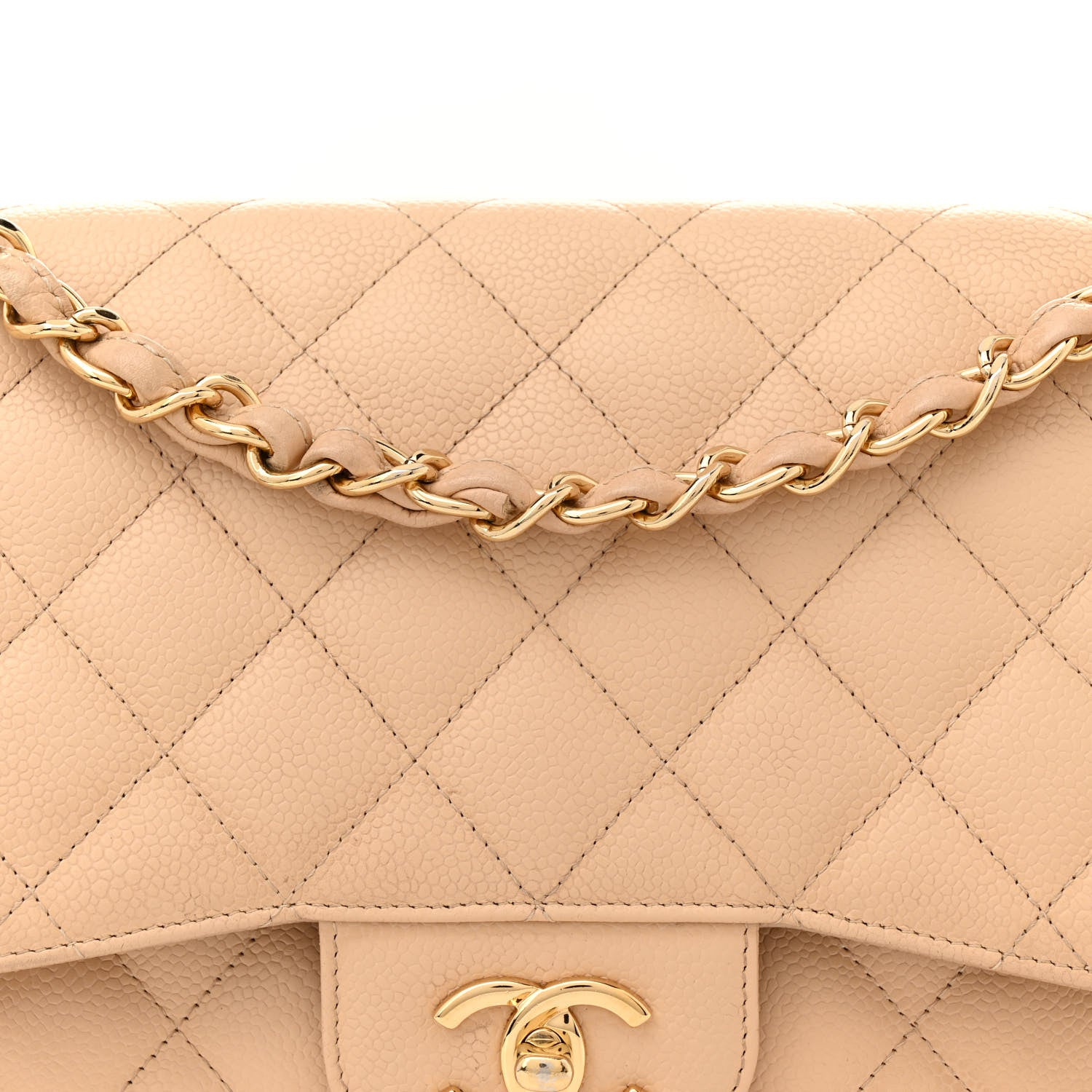 Chanel Caviar Quilted Jumbo Double Flap Beige Clair 8 of 16