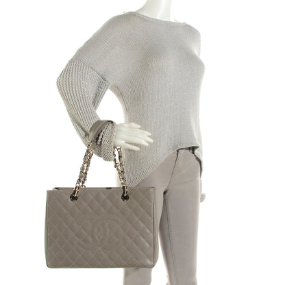 Chanel Caviar Quilted Grand Shopping Tote GST Light Grey 2 of 7