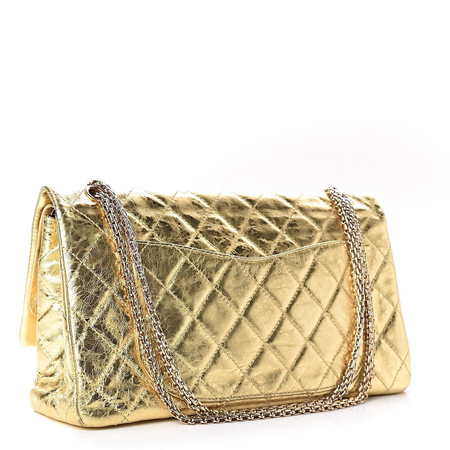 Metallic Aged Calfskin Quilted 2.55 Reissue 228 Flap Gold