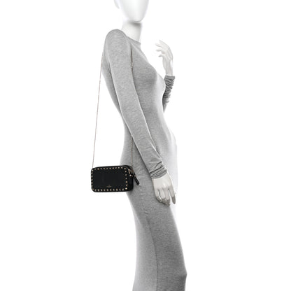 Valentino Garavani Pebbled Calfskin Rockstud Small Chain Shoulder Bag Black 2 of 11