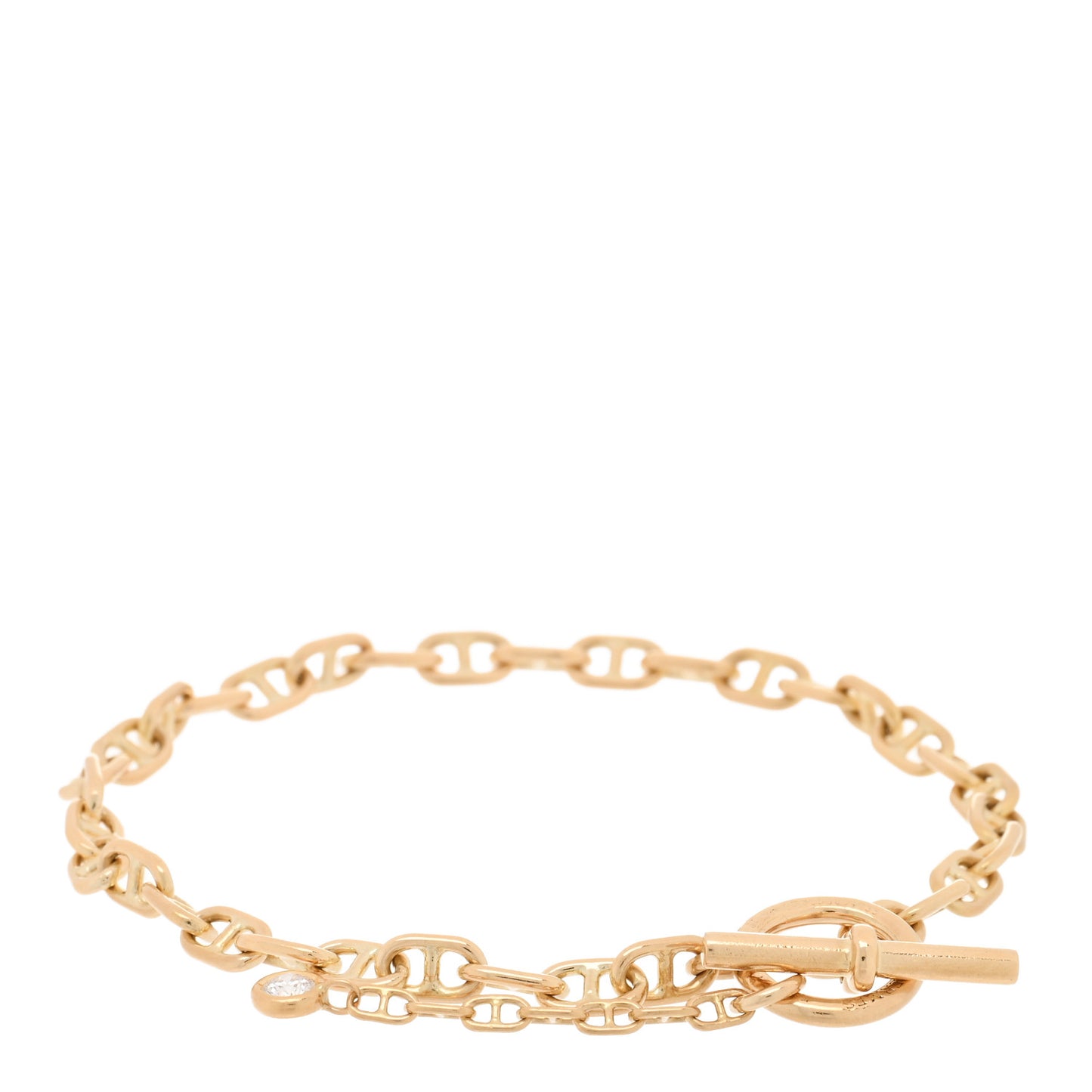 18K Yellow Gold Diamond Chaine d'Ancre Enchainee Bracelet ST