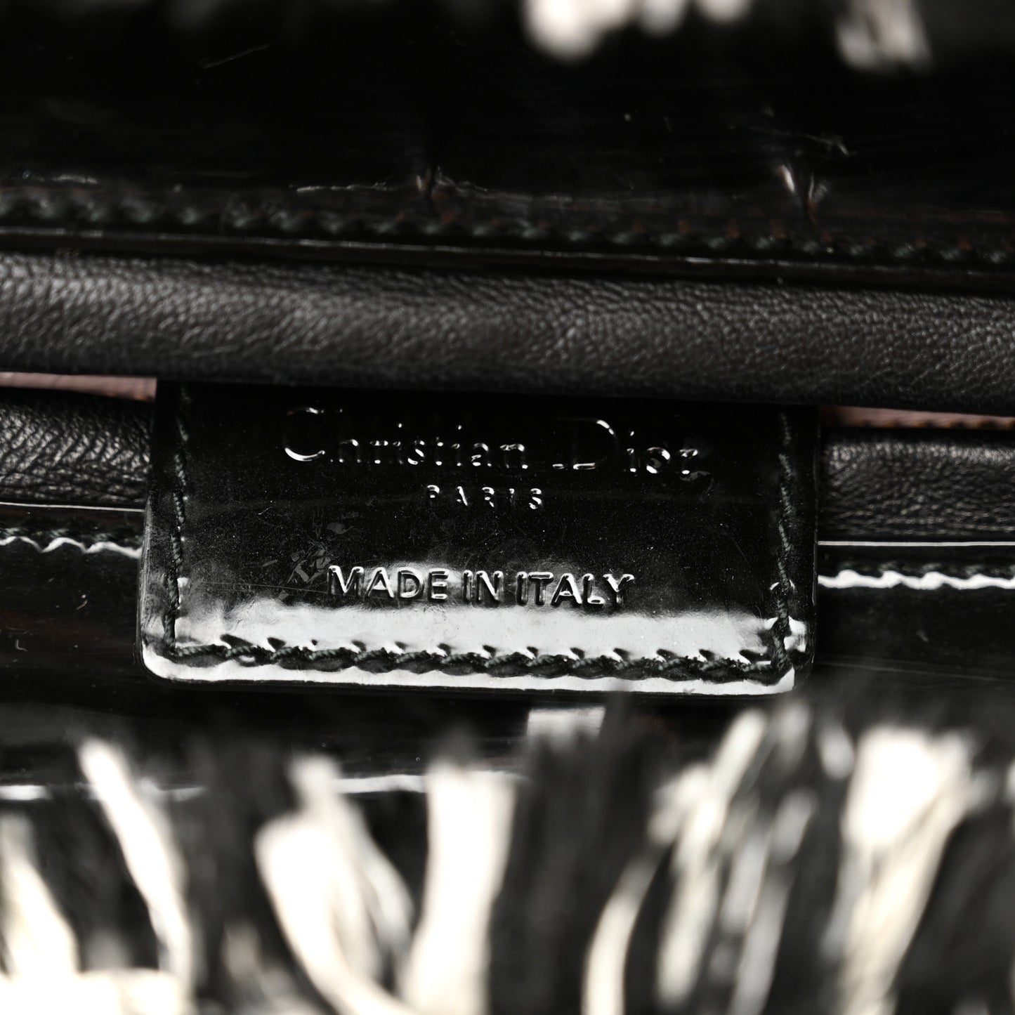 Tweed Fringe Medium Lady Dior White Black
