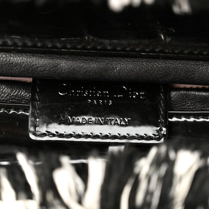 Christian Dior Tweed Fringe Medium Lady Dior White Black 6 of 10