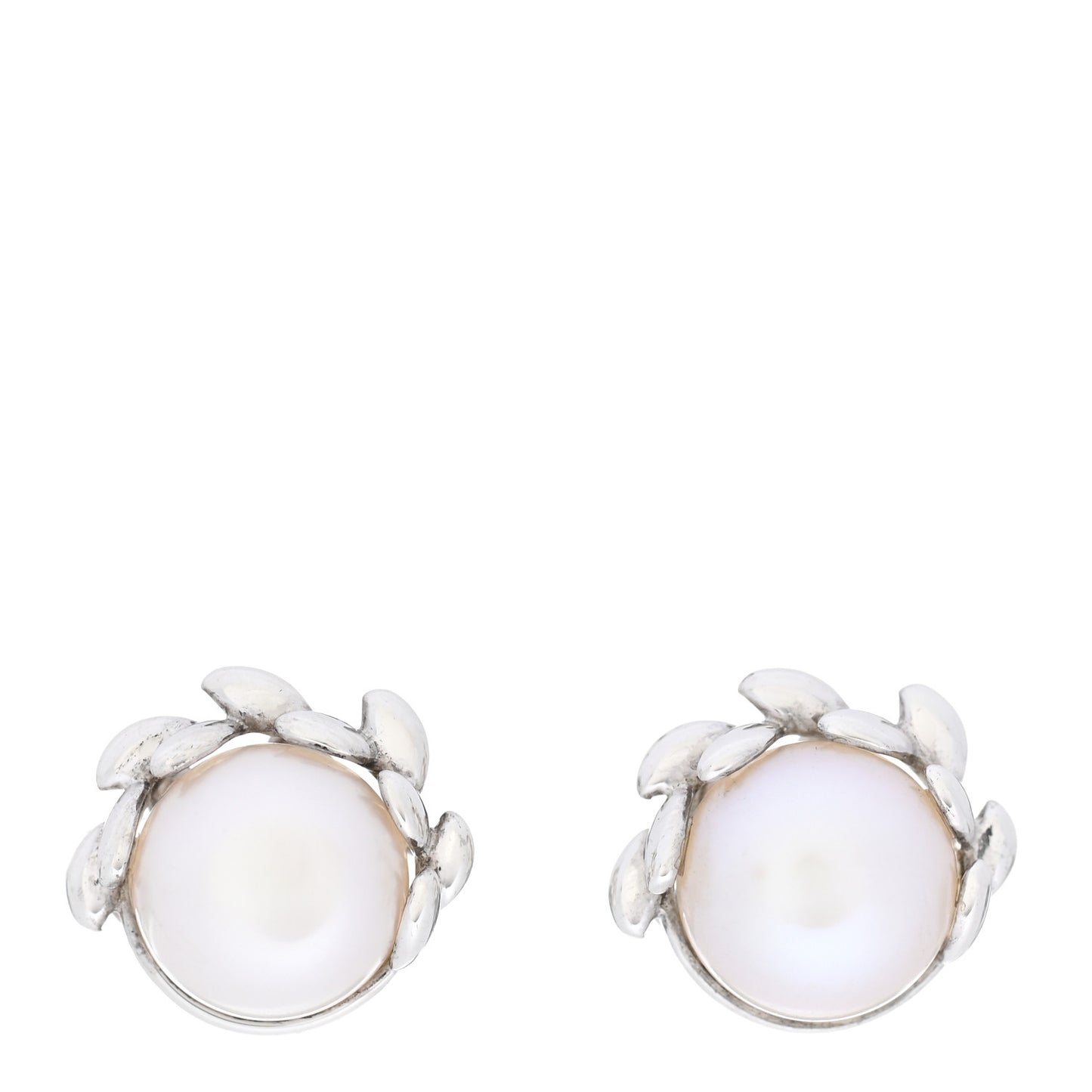 Sterling Silver Pearl Paloma Picasso Olive Leaf Earrings