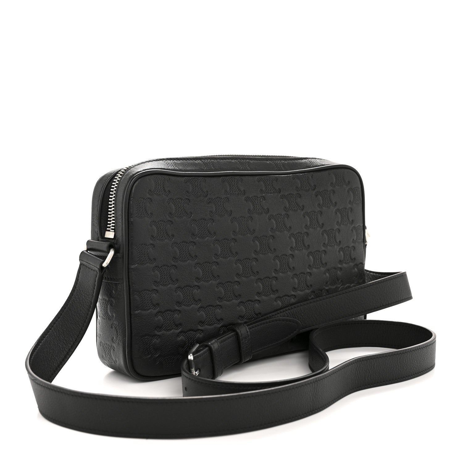 Celine Calfskin Triomphe Embossed Medium Messenger Bag Black 3 of 12