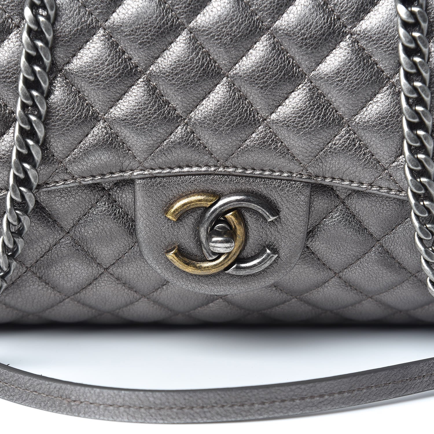 Chanel Metallic Grained Calfskin Quilted Large Casual Pocket Tote Silver 11 of 11