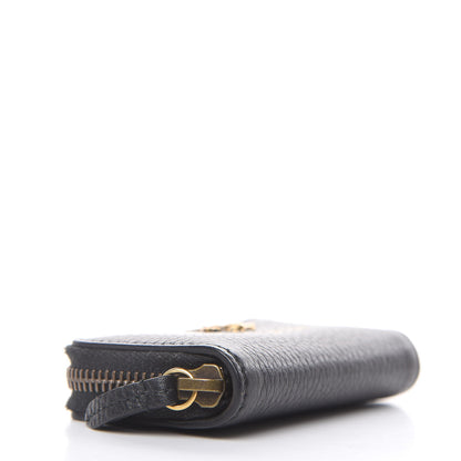 Gucci Pebbled Calfskin Blind For Love Animalier Zip Around Key Case Black 4 of 8