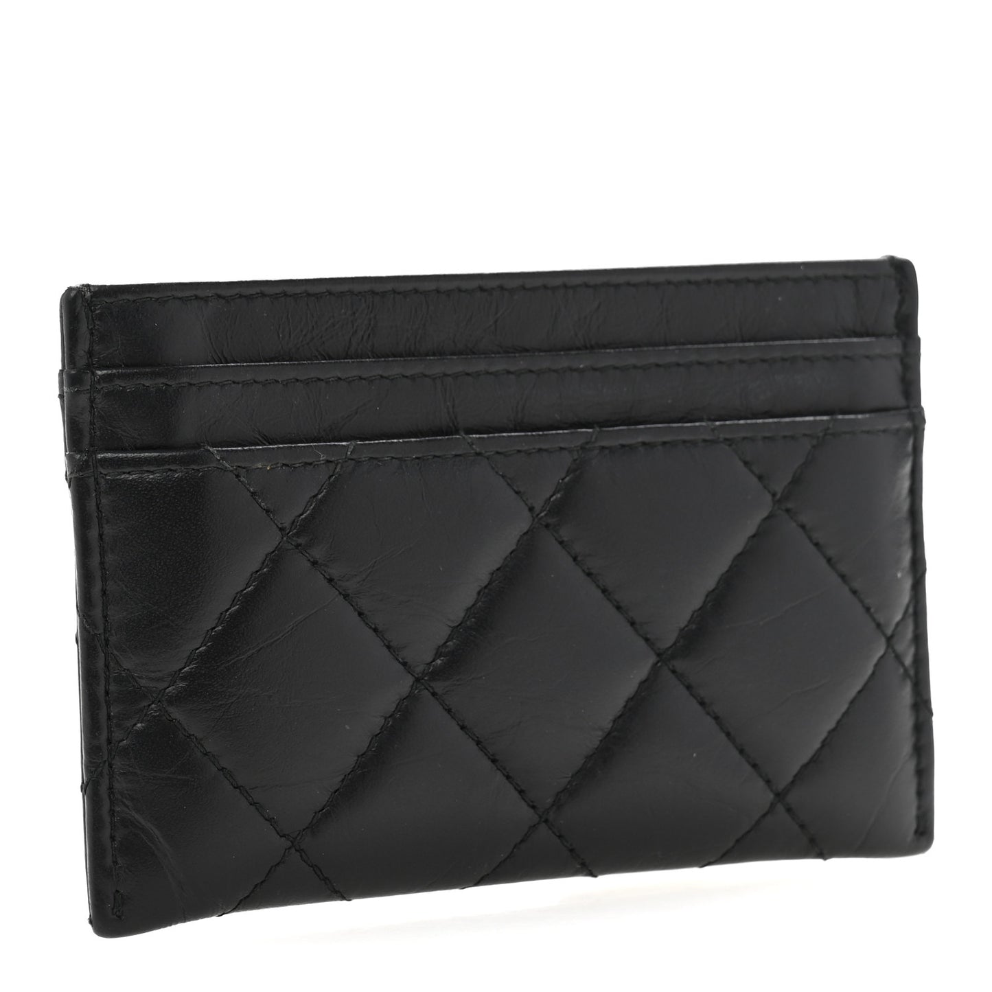 Aged Calfskin Quilted Lucky Charms Reissue Card Holder Black