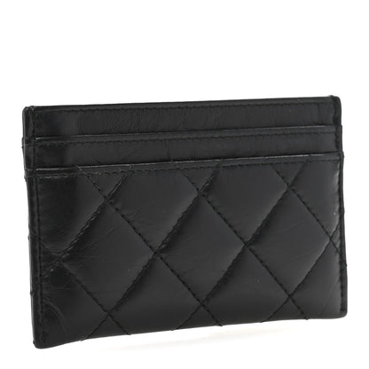 Chanel Aged Calfskin Quilted Lucky Charms Reissue Card Holder Black 3 of 9