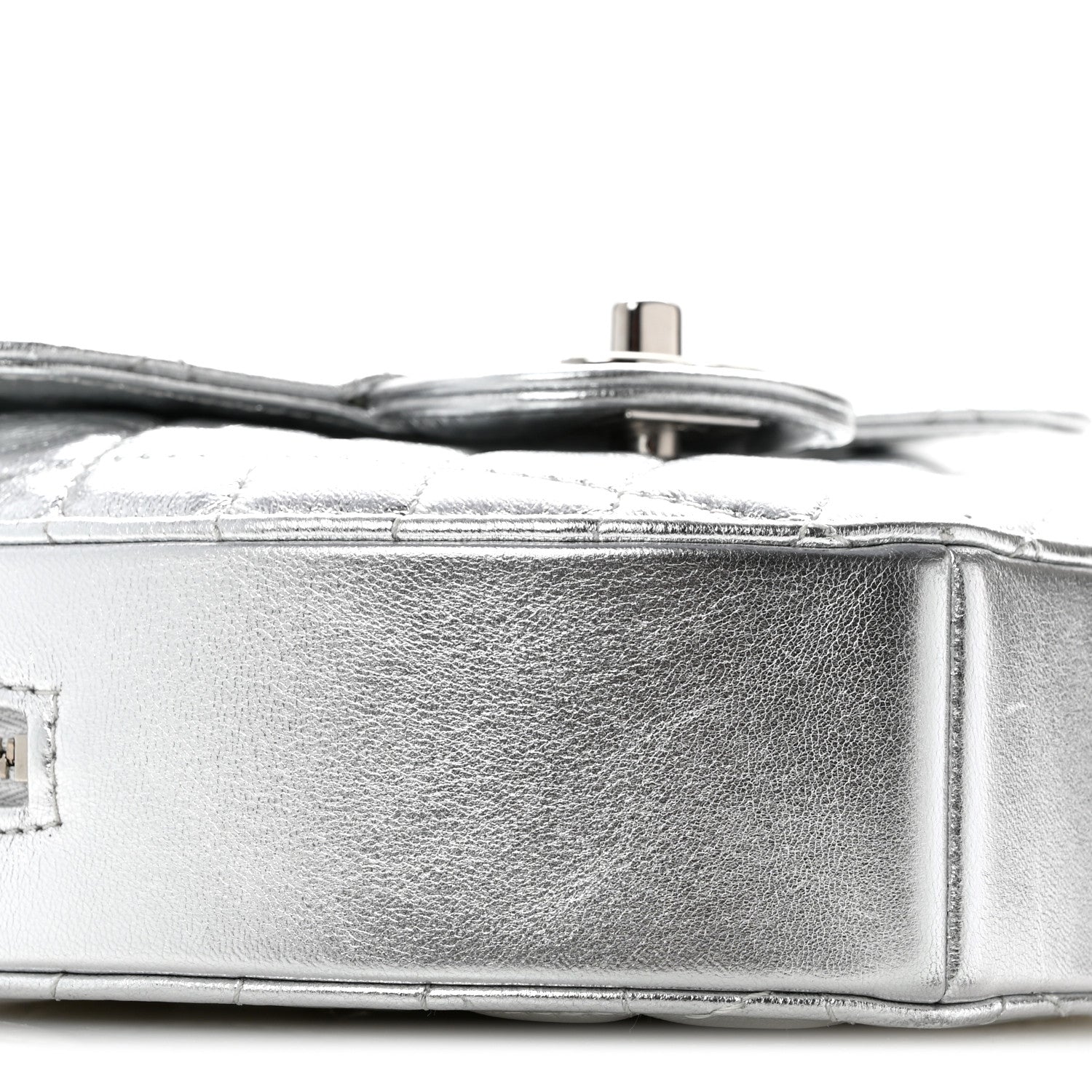 Chanel Metallic Lambskin Quilted Large CC In Love Heart Bag Silver 9 of 13