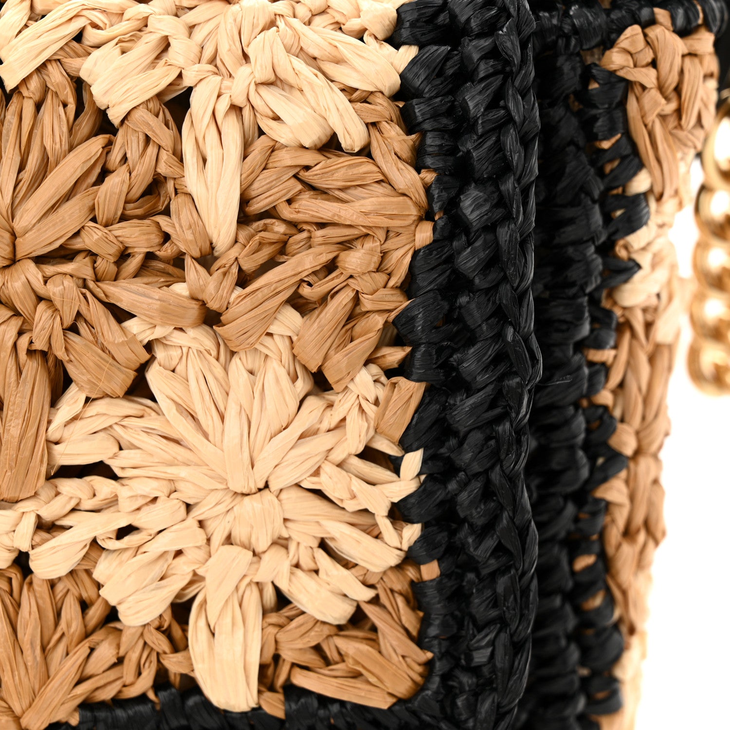 Gucci Raffia Azalea Calfskin Crochet Flower Small GG Marmont Shoulder Bag Natural Ecru Black 13 of 13