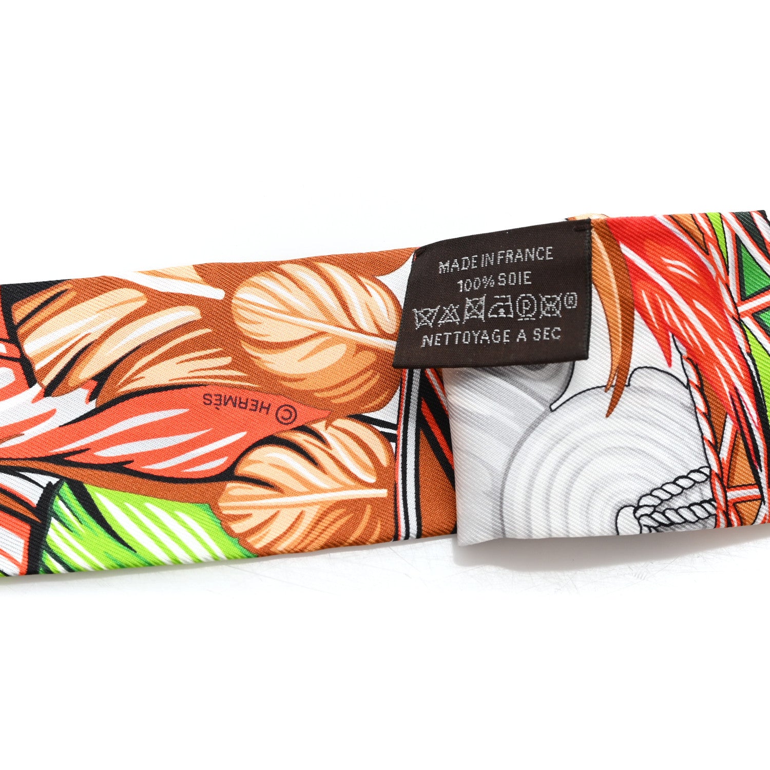 Hermes Silk La Danse Pacifique Twilly Vert Vif Corail 3 of 3