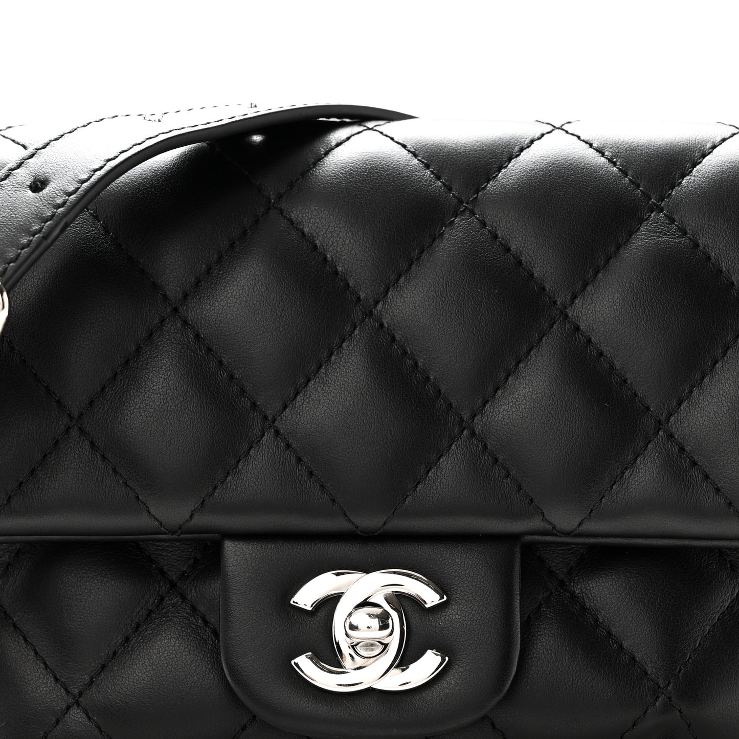 Calfskin Quilted CC Uniform Flap Belt Bag Black