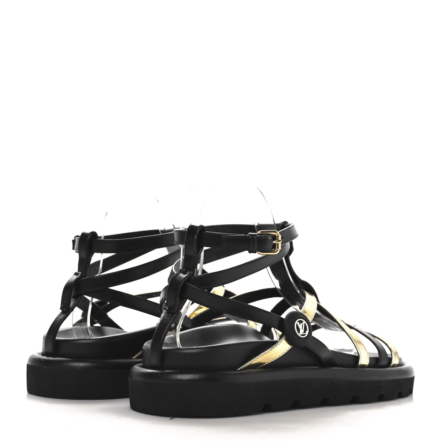 Louis Vuitton Patent Calfskin Monogram Pool Pillow Comfort Sandals 39 Gold Black Brown 5 of 9