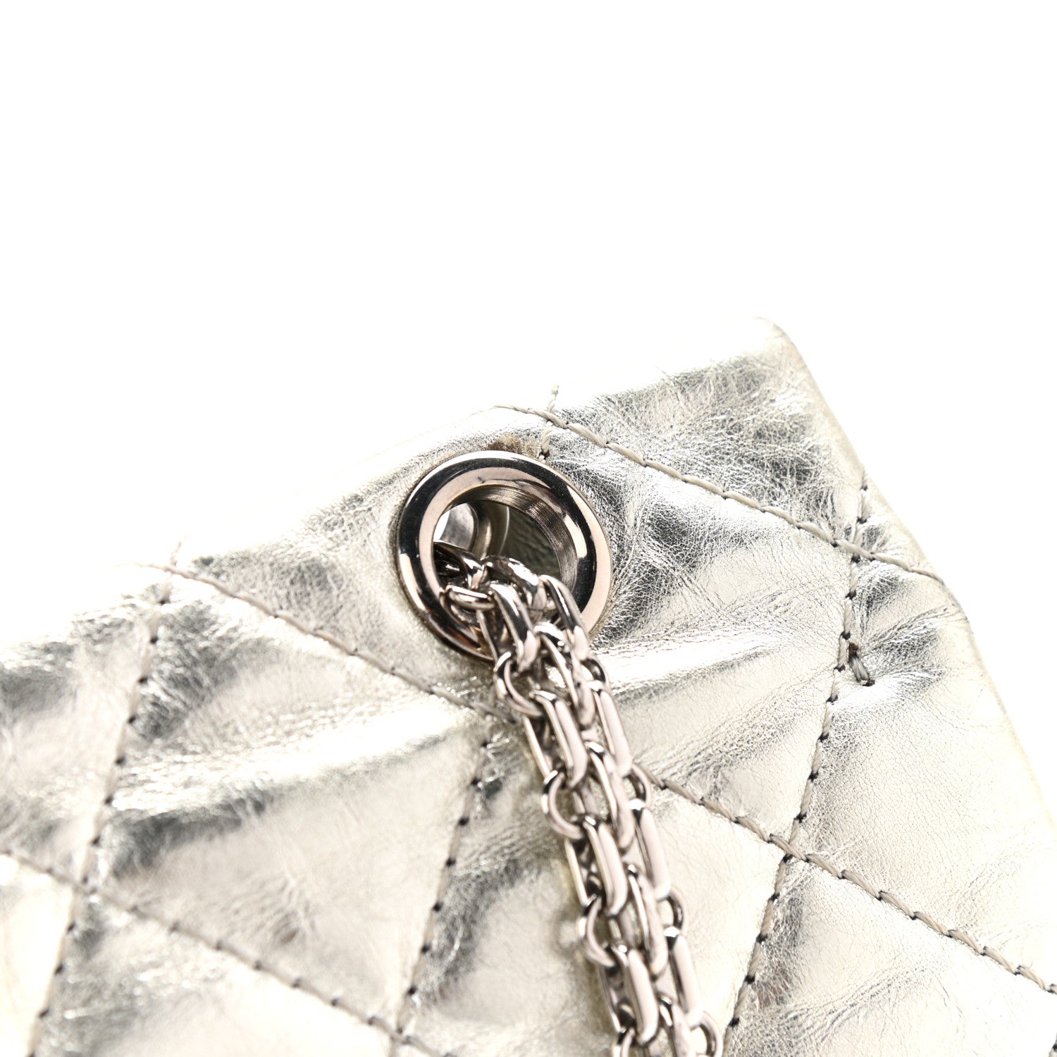 Chanel Metallic Aged Calfskin Quilted 2.55 Reissue 227 Flap Silver 13 of 16