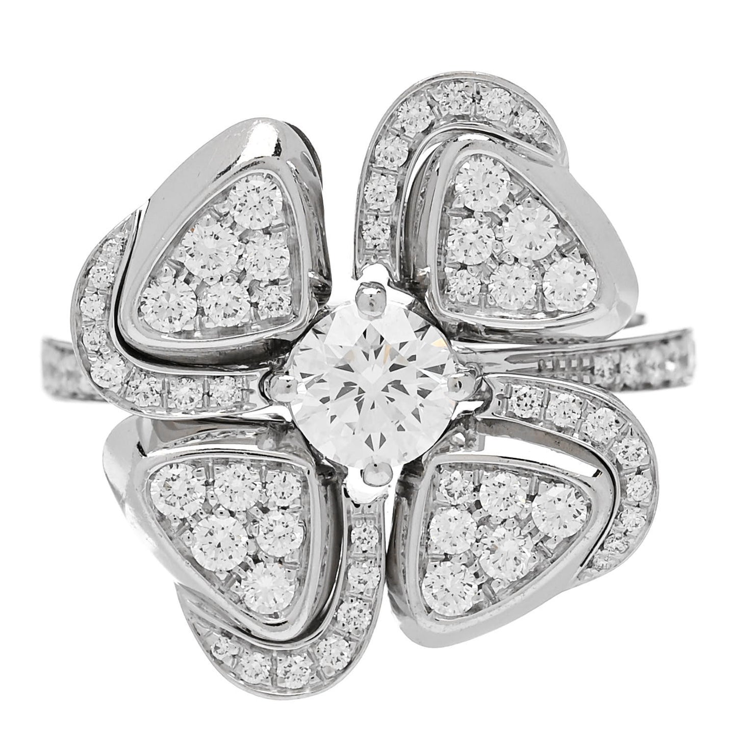 18K White Gold Diamond Fiorever Pave Ring 54 6.75