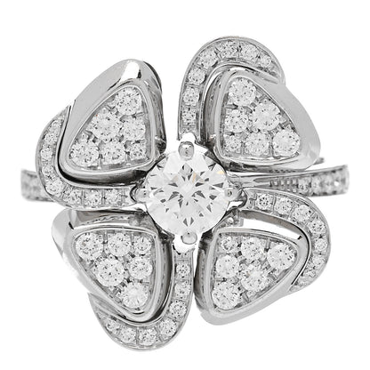 Bulgari 18K White Gold Diamond Fiorever Pave Ring 54 6.75 1 of 7