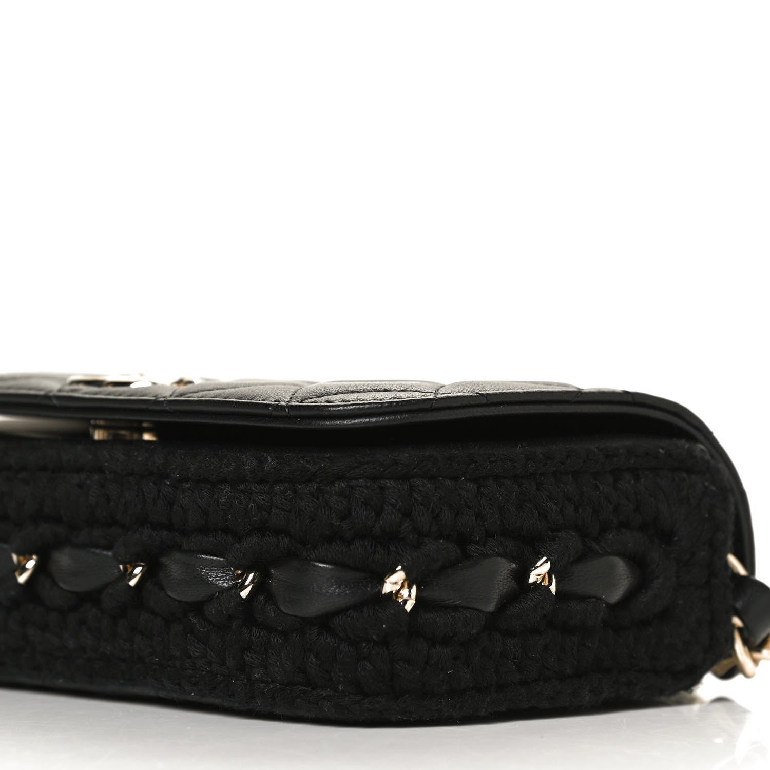 Chanel Lambskin Crochet Quilted Flap Phone Holder Black 11 of 12