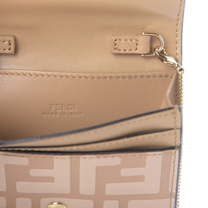 Fendi Vitello Termolagoon F is Fendi FF 1974 Embossed Geometric Flap Wallet On Chain Miele Scuro 6 of 6