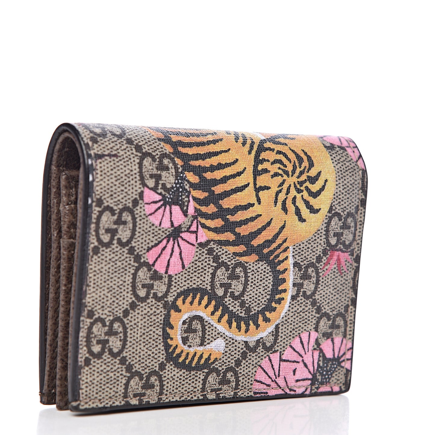 GG Supreme Monogram Bengal Card Case Beige Pink
