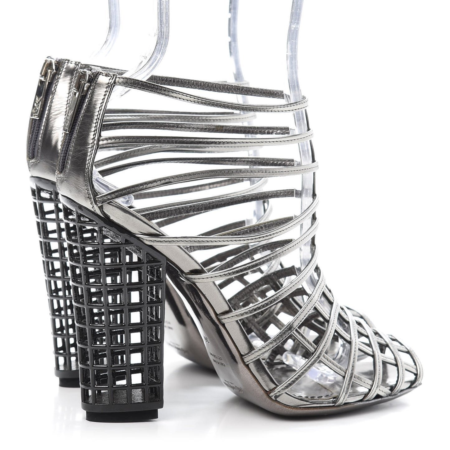 Leather Cage Booties 36 Anthracite