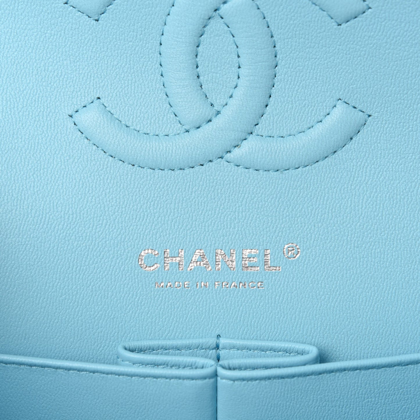 Lambskin Quilted Medium Double Flap Neon Blue