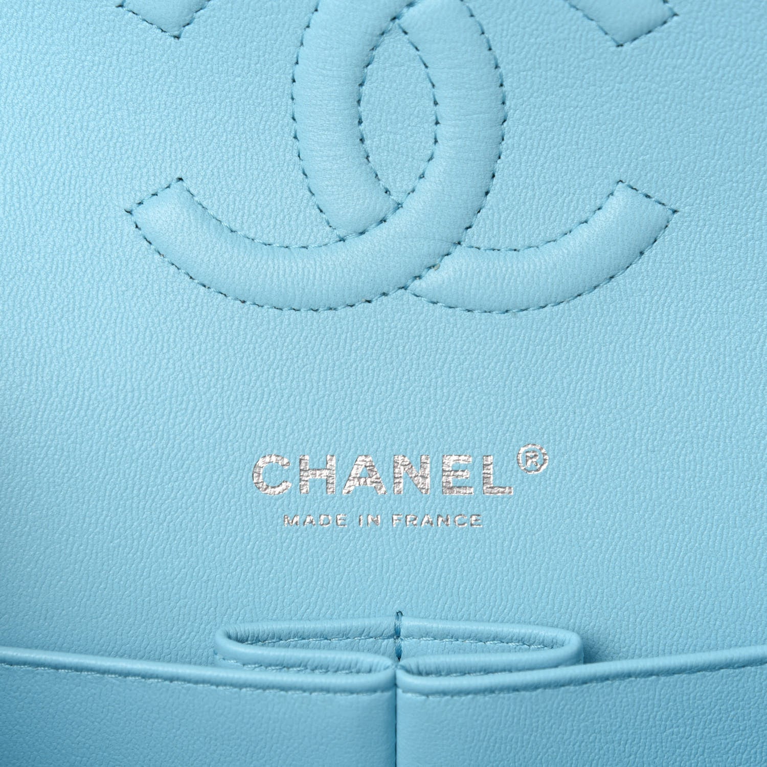 Chanel Lambskin Quilted Medium Double Flap Neon Blue 9 of 12
