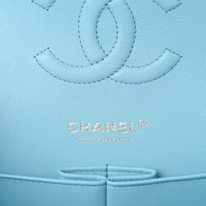 Chanel Lambskin Quilted Medium Double Flap Neon Blue 9 of 12