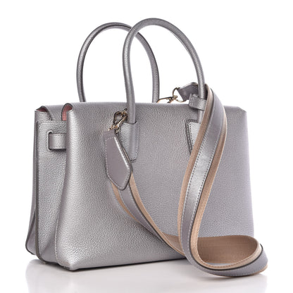 MCM Metallic Grained Calfskin Medium Milla Tote Spike Silver 4 of 14