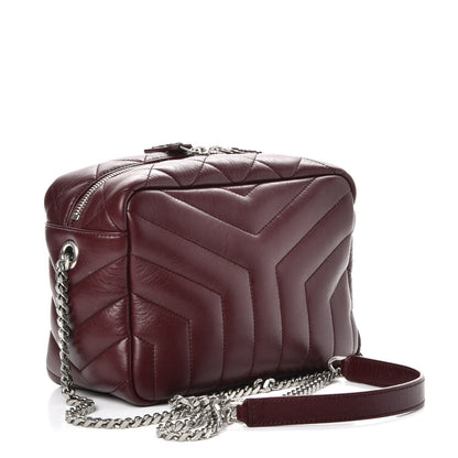 Saint Laurent Calfskin Y Quilted Monogram Small Loulou Bowling Bag Burgundy 3 of 8