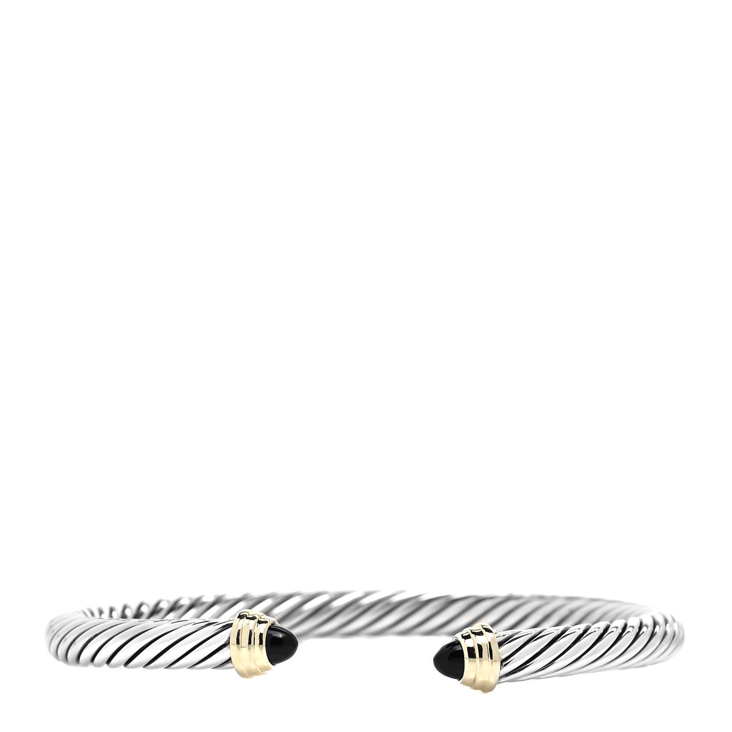 Sterling Silver 18K Yellow Gold Black Onyx 4mm Cable Classics Bracelet