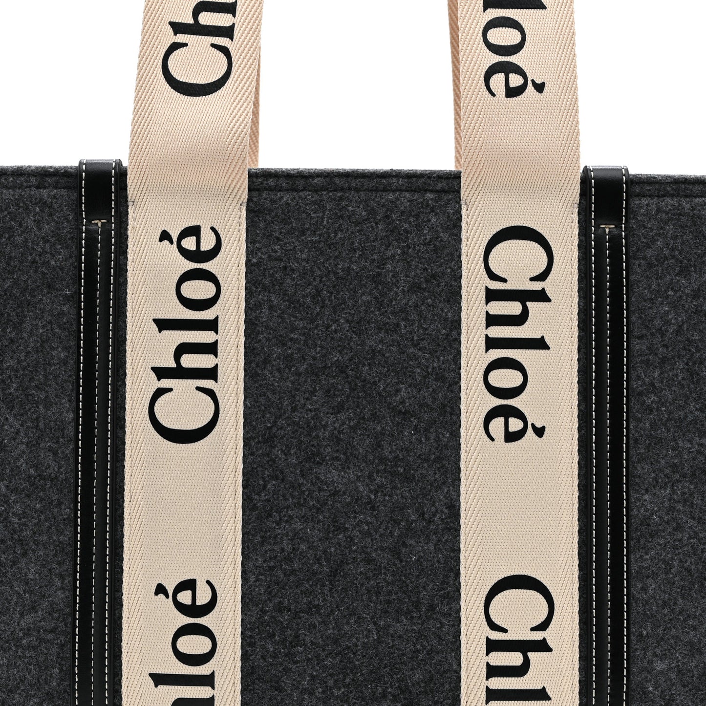 Felt Shiny Calfskin Medium Woody Ribbon Tote Cashmere Gray