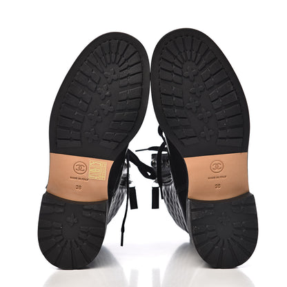 Chanel Calfskin Combat Boots 38 Black 5 of 10